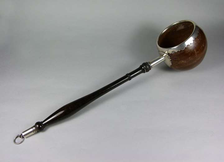 Antique silver mounted toddy ladle
